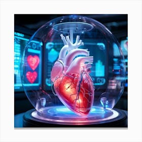 Close Up Of A Human Heart Encapsulated Within A Protective Bubble Illustrated Against A Background Canvas Print