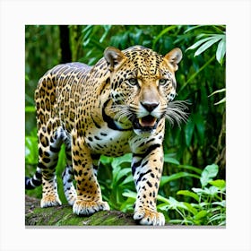 Jaguar Wildcat Feline Predator Carnivore Big Cat Spotted Wildlife Rainforest Stealthy Powe (3) Canvas Print