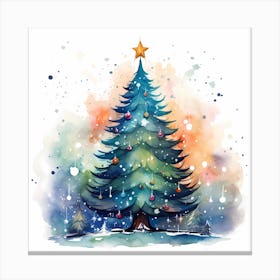 Watercolour Whispers: Retro Fir Fantasy Canvas Print