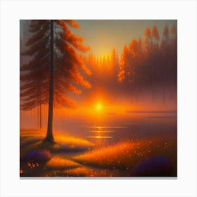 Sunset In The Forest 15 Canvas Print