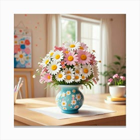 Daisies In A Vase Canvas Print