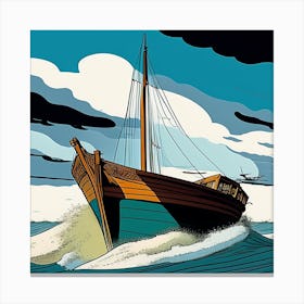 Ship In The Sea Canvas Print