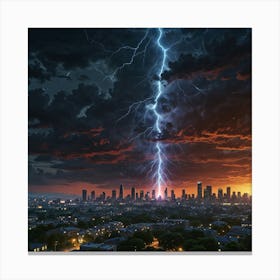 Lightning Over The City 1 Canvas Print