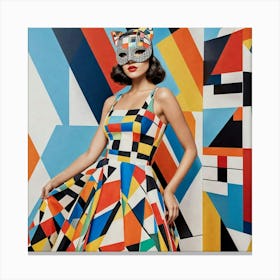 Woman In A Colorful Dress Canvas Print