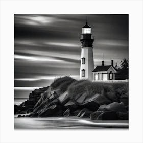 Black And White Lighthouse 1 Canvas Print