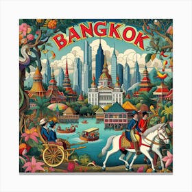 Bangkok Travel Poster Canvas Print