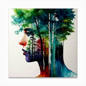 Woman'S Head With Trees Canvas Print