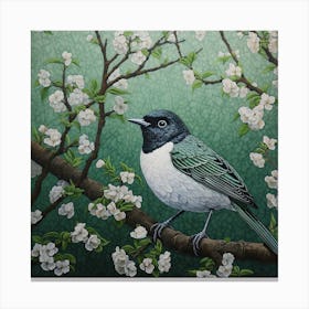 Ohara Koson Inspired Bird Painting European Robin 3 Square Canvas Print
