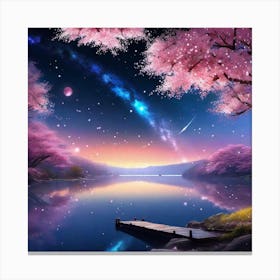 Cherry Blossoms At Night 8 Canvas Print