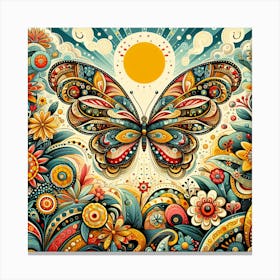 Decorative Floral Butterfly Abstract II Canvas Print