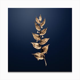 Gold Botanical Twistedstalk on Midnight Navy n.2117 Canvas Print