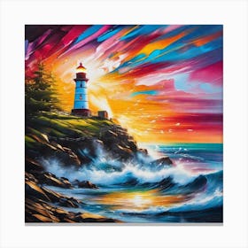 Sunset At The Lighthouse 1 Canvas Print