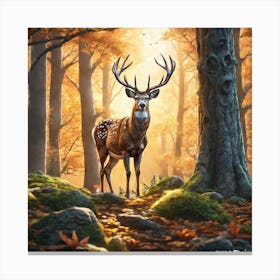Deer In The Woods 66 Canvas Print