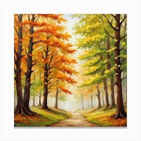 Forest In Autumn In Minimalist Style Square Composition 144 Canvas Print