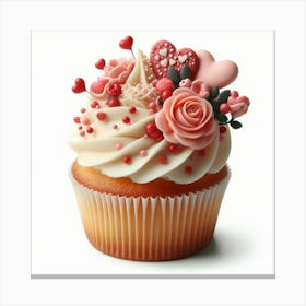 Cupcake With Roses Canvas Print