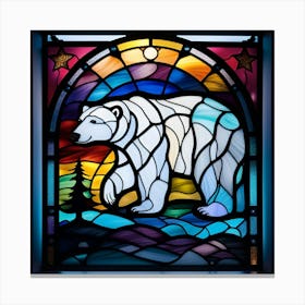 Polar bear ,stained glass, rainbow colors Canvas Print