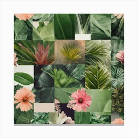 Green And Pink Flowers Canvas Print