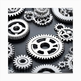 Gears On A Black Background 34 Canvas Print