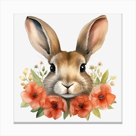 Rabbit With Flowers 1 Canvas Print