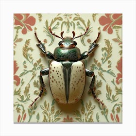 Vintage insect on wallpaper Canvas Print