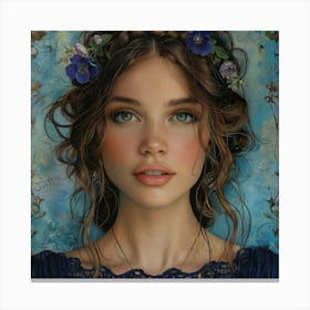 Girl With Flowers 3 Canvas Print