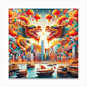 Dragons In Hong Kong Canvas Print