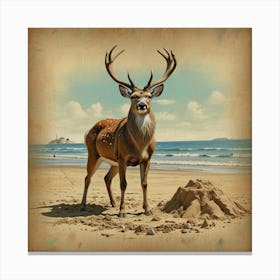 Deer On The Beach Canvas Print