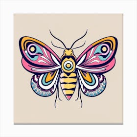Tattoo Of Moth In Complementary Colors Purple Canvas Print