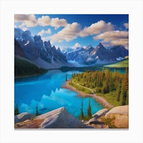 Lake Banff beautiful landscape Canvas Print