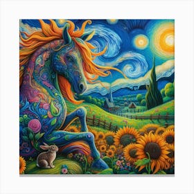 Horse In The Sky With Starry Night 3 Canvas Print