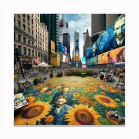 Van Gogh Painted A Sunflower Field In The Heart Of Times Square 2 Canvas Print