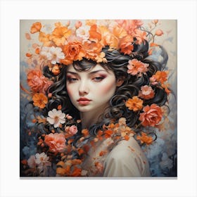 Woman With Flowers In Her Hair Canvas Print