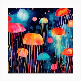 Jellyfish In The Sea Canvas Print