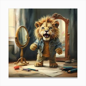 Lion In The Mirror 2 Canvas Print