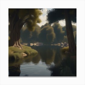 Lake In A Forest Canvas Print