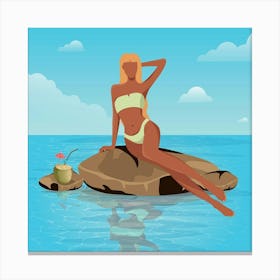 Woman On A Rock Canvas Print