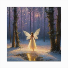 Fairy gazing in the woodland Canvas Print