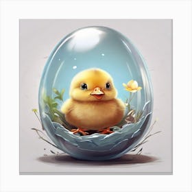 Little Chick In Egg Canvas Print