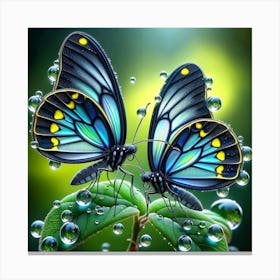 Butterflies With Water Droplets Canvas Print