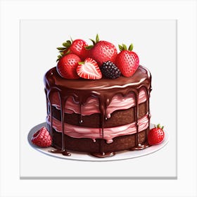 Chocolate Cake With Berries 5 Canvas Print