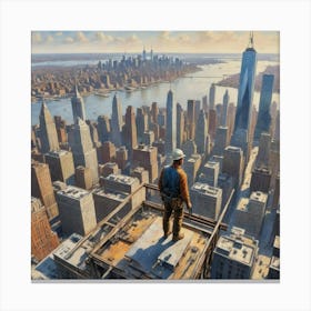 Ghost in the Machine: A Worker Amidst the Urban Colossus New York Canvas Print