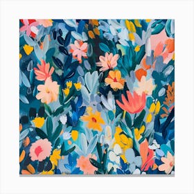 Flowers In Blue And Orange Canvas Print