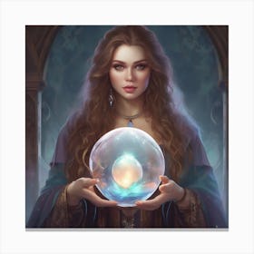 Girl Holding A Crystal Ball Canvas Print