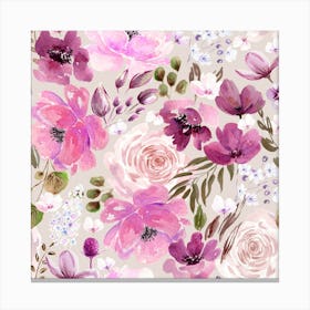 Floral Chaos Light Pink Canvas Print