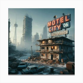 Motel 6 Abandoned City Post Apoloclyptic Dystopia Style D Canvas Print