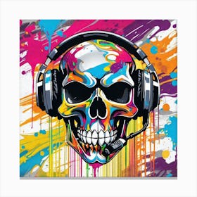 Skull With Headphones 23 Canvas Print