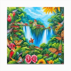 Waterfall In The Jungle 12 Canvas Print