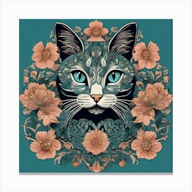 william Cat With Flowers Canvas Print