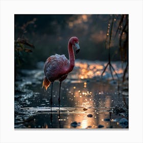 Flamingo At Sunset 10 Canvas Print