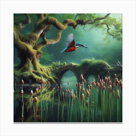 Kingfisher In The Forest 21 Canvas Print